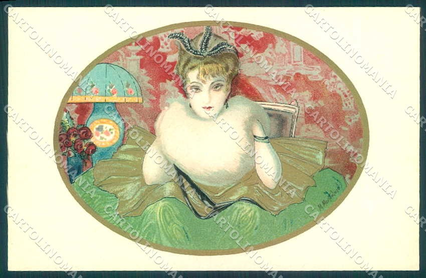 Artist Signed Montedoro Fashion Glamour Lady Art Deco serie A-2 postcard VK9226 – fronte