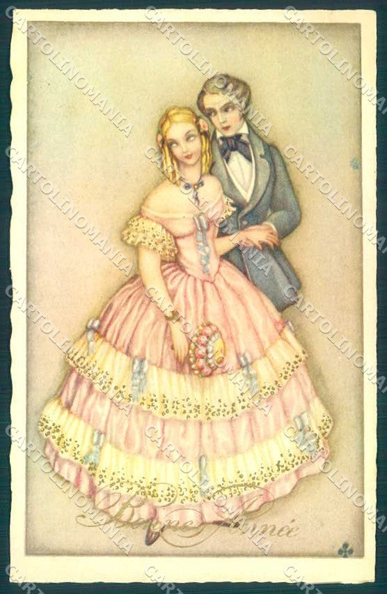 Artist Signed Dalmonte Couple Art Deco serie 504 postcard VK9231 – fronte