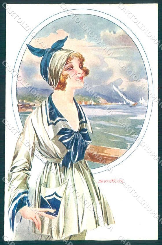 Artist Signed Santino Fashion Glamour Lady serie 131-4 postcard VK9240 – fronte