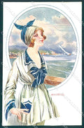 Artist Signed Santino Fashion Glamour Lady serie 131-4 postcard VK9240 – fronte