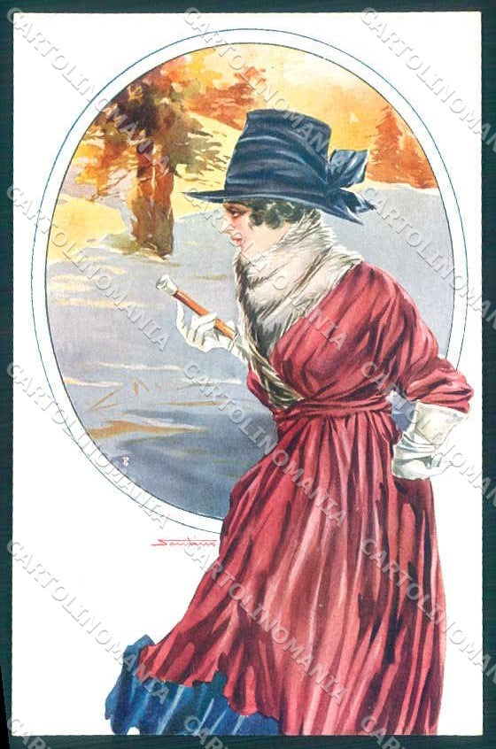 Artist Signed Santino Fashion Glamour Lady serie 131-6 postcard VK9242 – fronte