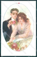 Artist Signed Santino Lady Romantic Couple serie 141-1 postcard VK9243 – fronte