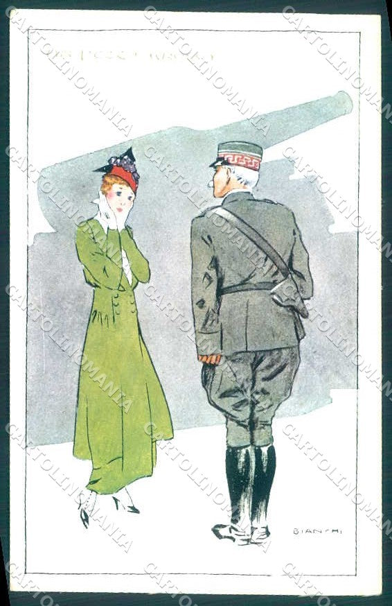 Artist Signed Bianchi Fashion Lady Soldier Propaganda WW1 serie 916-1 pc VK9257 – fronte