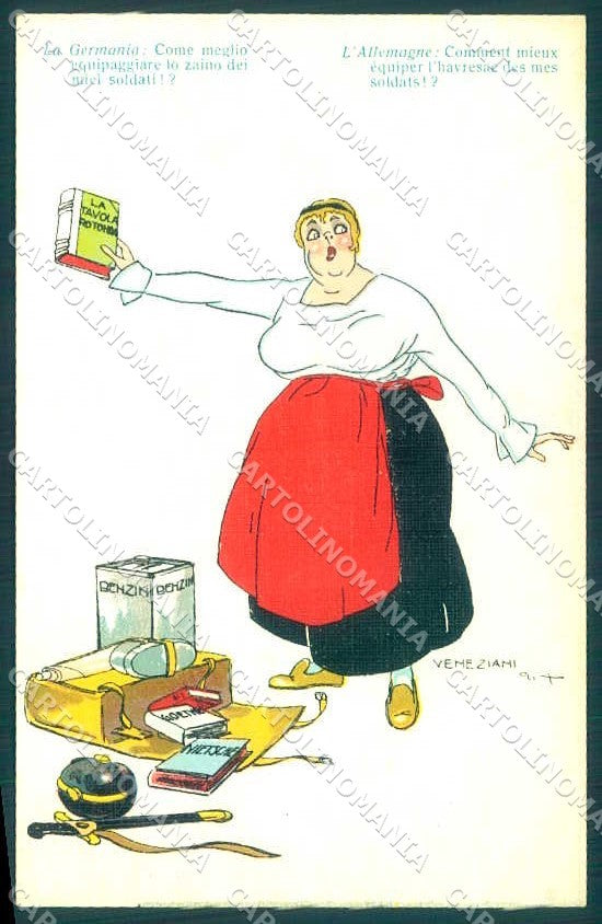Artist Signed Veneziani Fashion Lady Propaganda WW1 Germania 2785-3 pc VK9262 – fronte