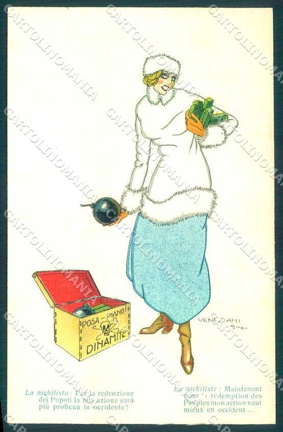 Artist Signed Veneziani Fashion Lady Propaganda WW1 Nichilista 2785-5 pc VK9264 – fronte