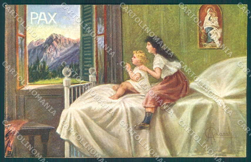 Artist Signed Polaroli Patriotic WW1 PAX Lady Girl serie 106-2 postcard VK9272 – fronte