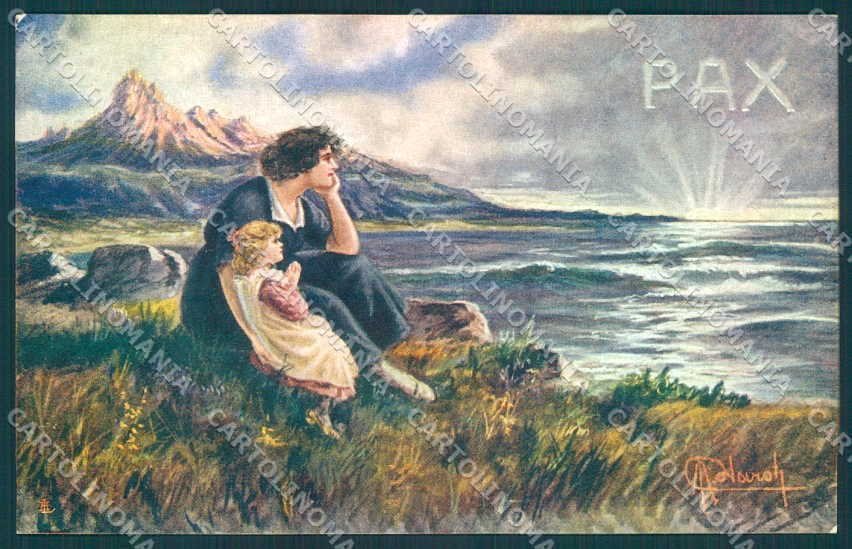 Artist Signed Polaroli Patriotic WW1 PAX Lady Girl serie 106-3 postcard VK9273 – fronte