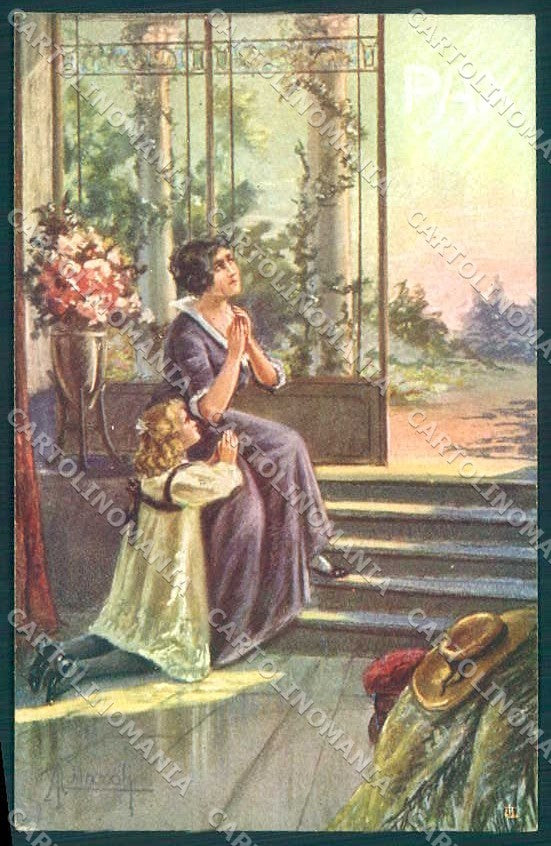 Artist Signed Polaroli Patriotic WW1 PAX Lady Girl serie 106-5 postcard VK9275 – fronte