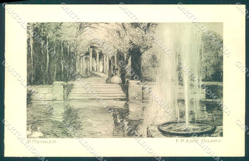 Artist Signed Menin Fashion Glamour Lady Garden serie 522 postcard VK9278 – fronte