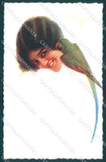 Artist Signed Pagnotta Fashion Glamour Lady Parrot serie 1003 postcard VK9283 – fronte