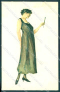 Artist Signed Dressler Fashion Glamour Lady Mirrow serie 445-4 postcard VK9293 – fronte