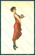 Artist Signed Dressler Fashion Glamour Lady Mirrow serie 445-5 postcard VK9294 – fronte
