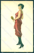 Artist Signed Dressler Fashion Glamour Lady Mirrow serie 445-6 postcard VK9295 – fronte