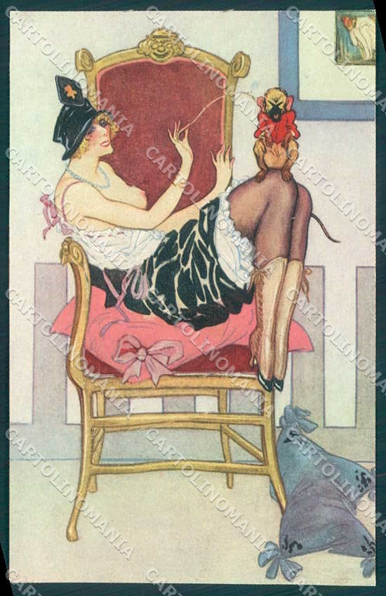 Artist Signed Bonora Risque Lady Monkey serie 60 postcard VK9318 – fronte