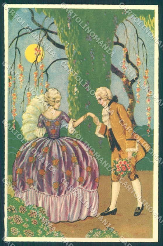 Artist Signed Lady Romantic Couple Art Deco Venezia Degami 2041 postcard VK9330 – fronte