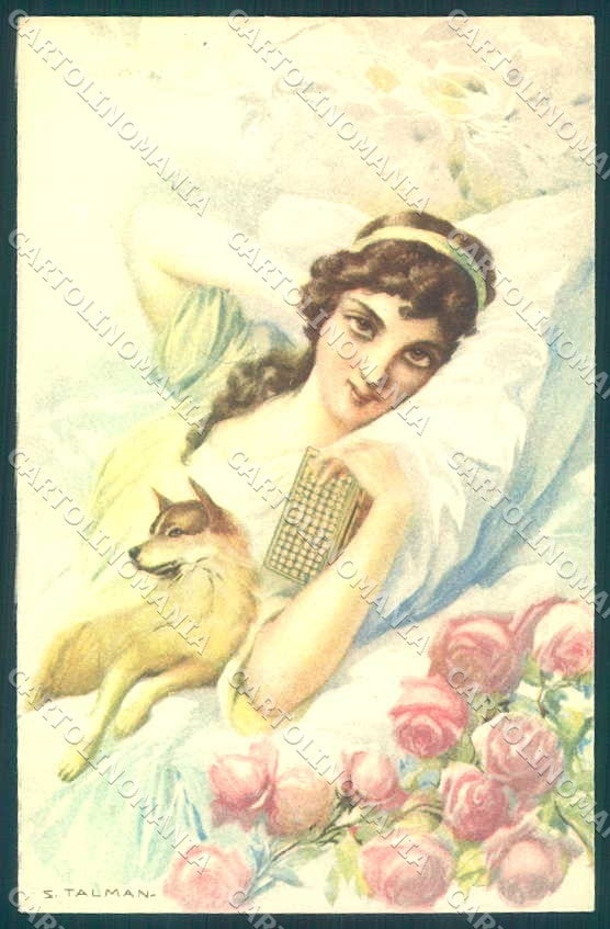 Artist Signed Talman Fashion Glamour Lady Dog serie 179 postcard VK9335 – fronte