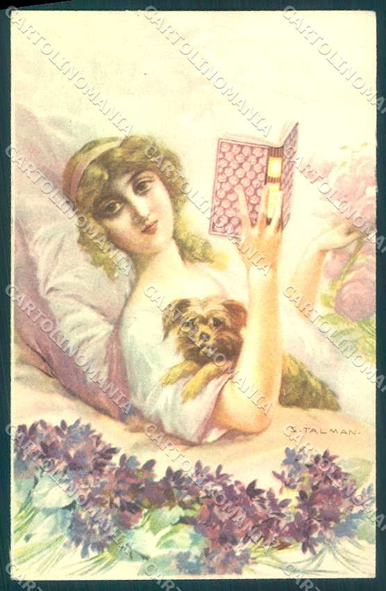 Artist Signed Talman Fashion Glamour Lady Dog serie 179 postcard VK9336 – fronte