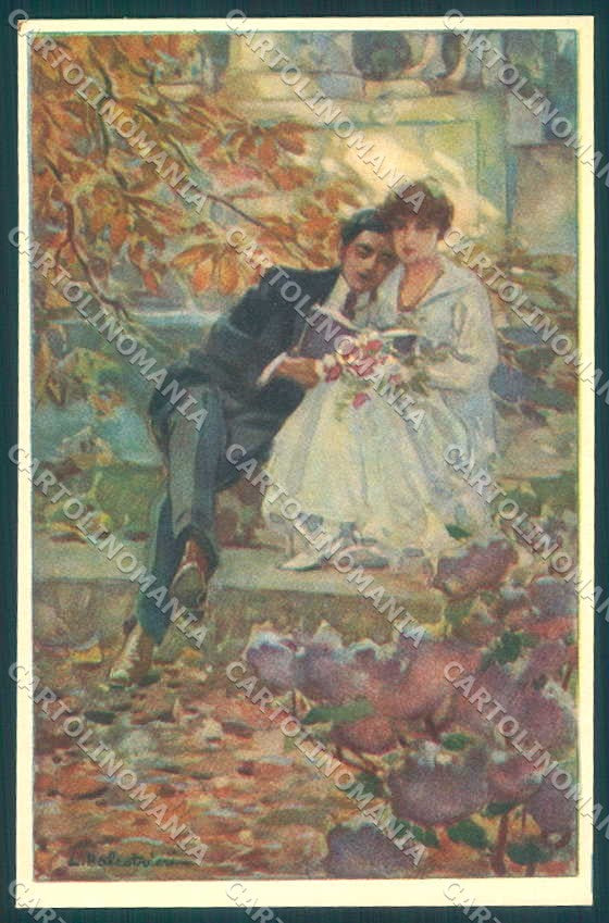 Artist Signed Balestrieri Lady Romantic Couple serie 312-2 postcard VK9344 – fronte