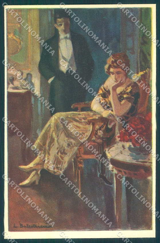 Artist Signed Balestrieri Lady Romantic Couple serie 312-4 postcard VK9346 – fronte