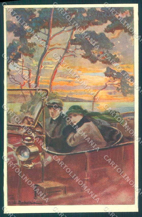 Artist Signed Balestrieri Lady Romantic Couple Car serie 312-5 postcard VK9347 – fronte