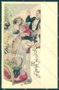 Artist Signed Conrad Lady Toasting Art Nouveau Cabinet Particulier pc VK9350 – fronte