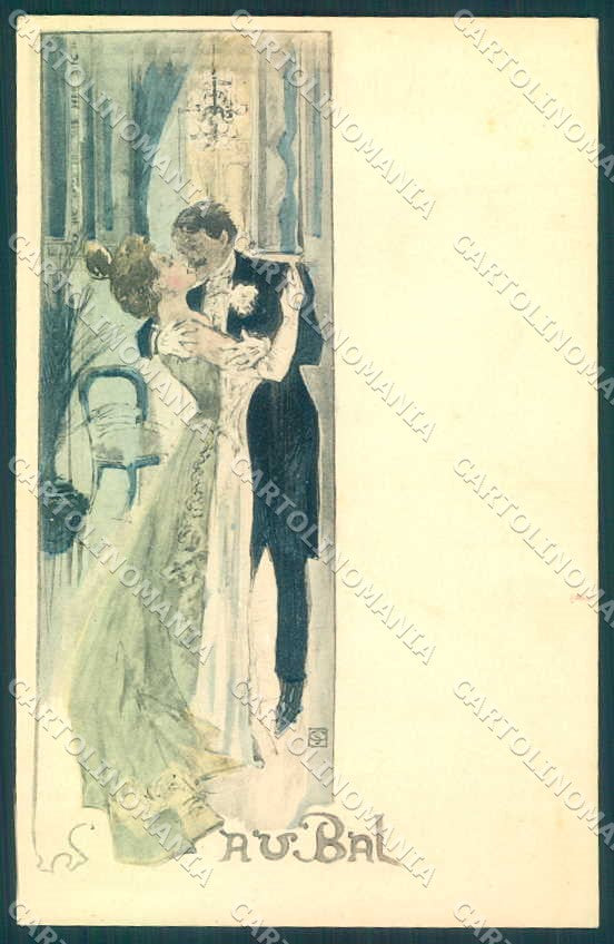 Artist Signed Conrad Lady Couple Art Nouveau Dance Au Bal postcard VK9352 – fronte