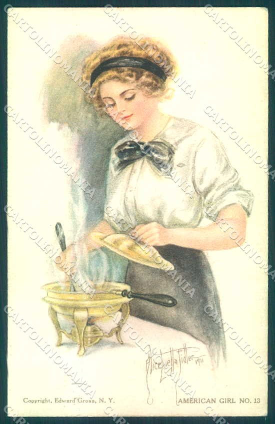 Artist Signed Fidler Alice Luella Lady American Girl 13 ABRADED postcard VK9353 – fronte