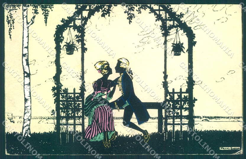 Artist Signed MG Grosze Manni Lady Silhouette serie postcard VK9366 – fronte