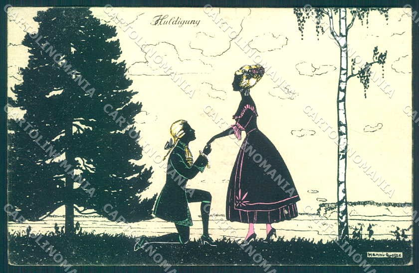 Artist Signed MG Grosze Manni Lady Silhouette WSSB serie 5712 postcard VK9367 – fronte