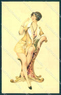 Artist Signed Penot Risque Lady Cabinet de Toilette serie 28-2 postcard VK9374 – fronte