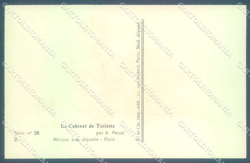 Artist Signed Penot Risque Lady Cabinet de Toilette serie 28-2 postcard VK9374 – retro