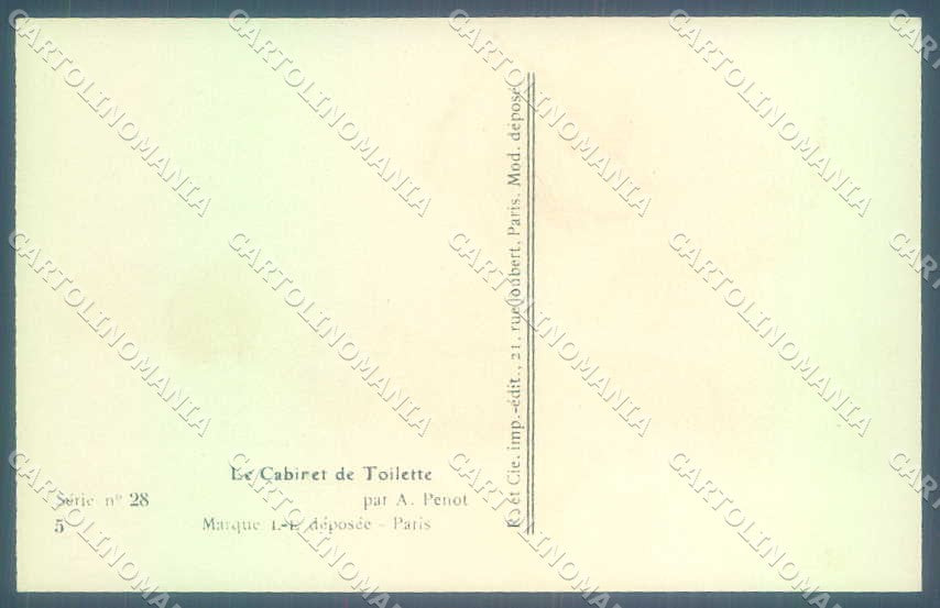 Artist Signed Penot Risque Lady Cabinet de Toilette serie 28-5 postcard VK9376 – retro
