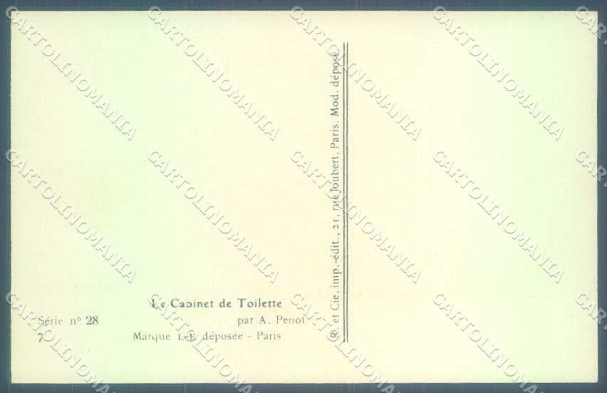 Artist Signed Penot Risque Lady Cabinet de Toilette serie 28-7 postcard VK9377 – retro