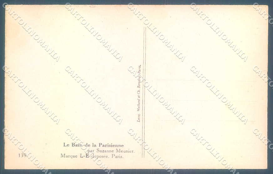 Artist Signed Meunier Risque Lady Bain de la Parisienne serie 139 pc VK9381 – retro