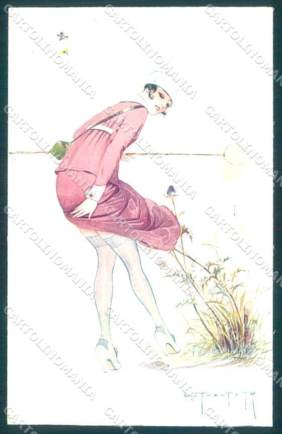 Artist Signed Peltier Risque Lady par Les Chaleurs serie 14-70 postcard VK9386 – fronte