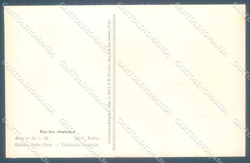 Artist Signed Peltier Risque Lady par Les Chaleurs serie 14-70 postcard VK9386 – retro