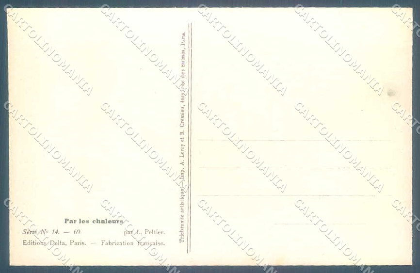 Artist Signed Peltier Risque Lady par Les Chaleurs serie 14-69 postcard VK9387 – retro