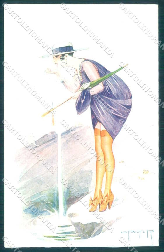 Artist Signed Peltier Risque Lady par Les Chaleurs serie 14-68 postcard VK9388 – fronte