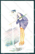 Artist Signed Peltier Risque Lady par Les Chaleurs serie 14-68 postcard VK9388 – fronte