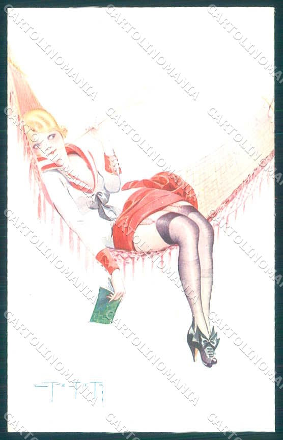 Artist Signed Peltier Risque Lady par Les Chaleurs serie 14-66 postcard VK9389 – fronte