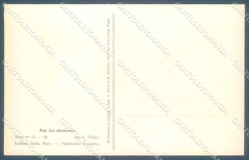 Artist Signed Peltier Risque Lady par Les Chaleurs serie 14-66 postcard VK9389 – retro