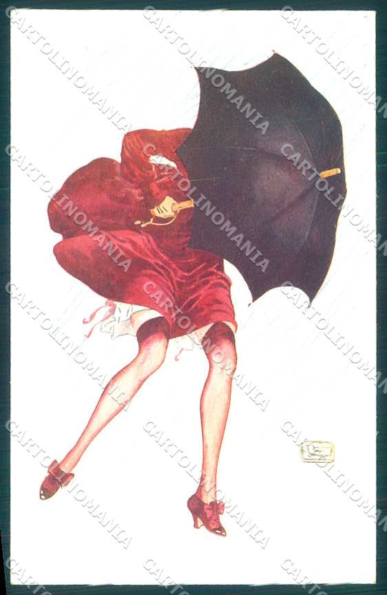 Artist Signed Leonnec Risque Lady Coups de Vent serie 13-64 postcard VK9390 – fronte