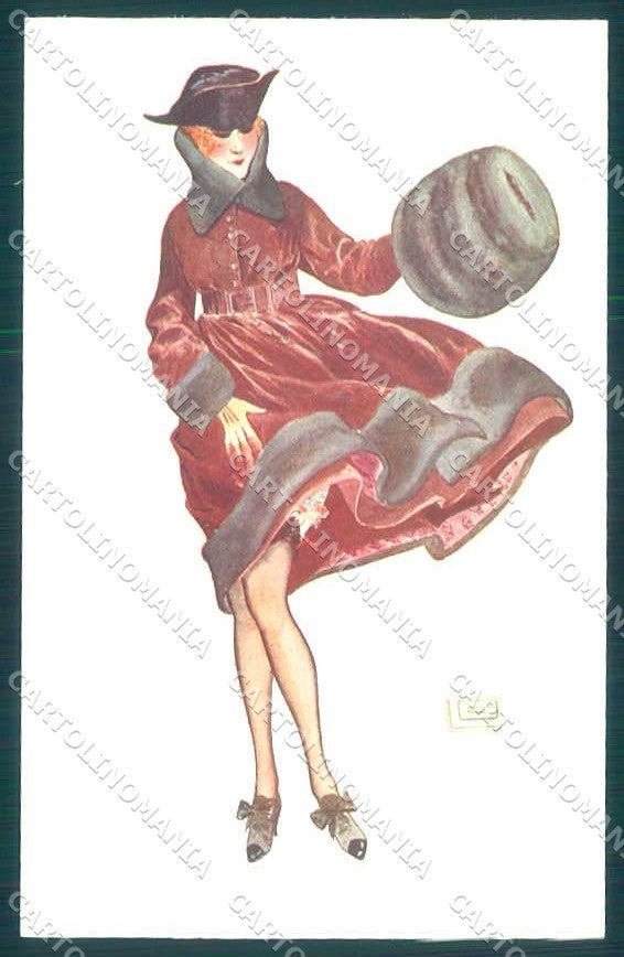 Artist Signed Leonnec Risque Lady Coups de Vent serie 13-65 postcard VK9392 – fronte