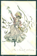 Artist Signed Fashion Glamour Lady Christmas OPF postcard VK9402 – fronte