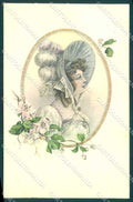 Artist Signed Fashion Glamour Lady Flowers Viennoise serie 2346-6 pc VK9403 – fronte