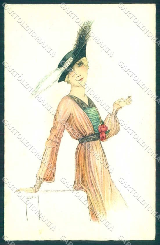 Artist Signed Fashion Glamour Lady serie 2021-4 WRINKLES postcard VK9408 – fronte