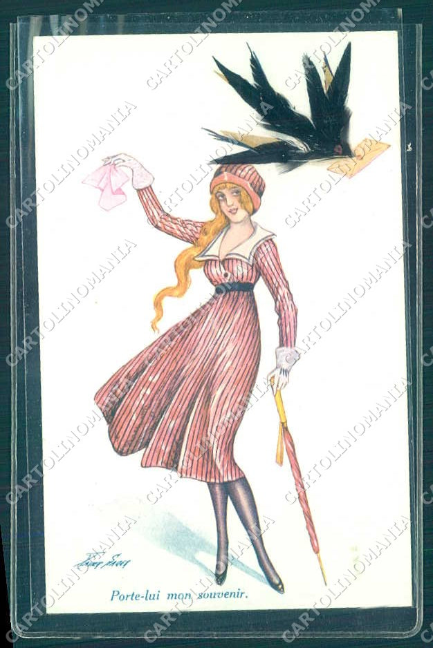 Artist Signed Sager Fashion Glamour Lady Hirondelles Noyer serie 101 pc VK9410 – fronte