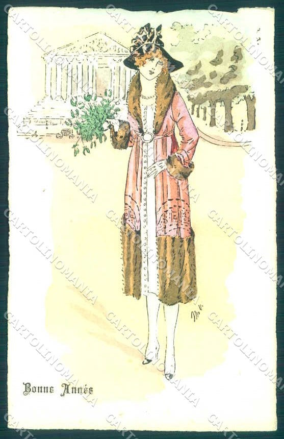 Artist Signed Miki Fashion Glamour Lady Hand Painted postcard VK9415 – fronte
