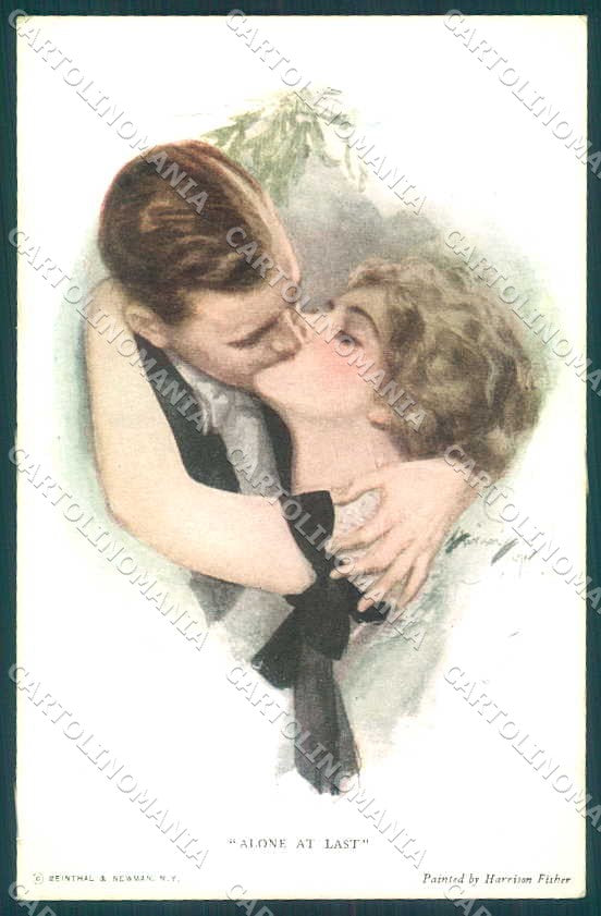 Artist Signed Fisher Couple Alone at Last Christmas serie 762 postcard VK9421 – fronte