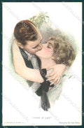 Artist Signed Fisher Couple Alone at Last Christmas serie 762 postcard VK9421 – fronte